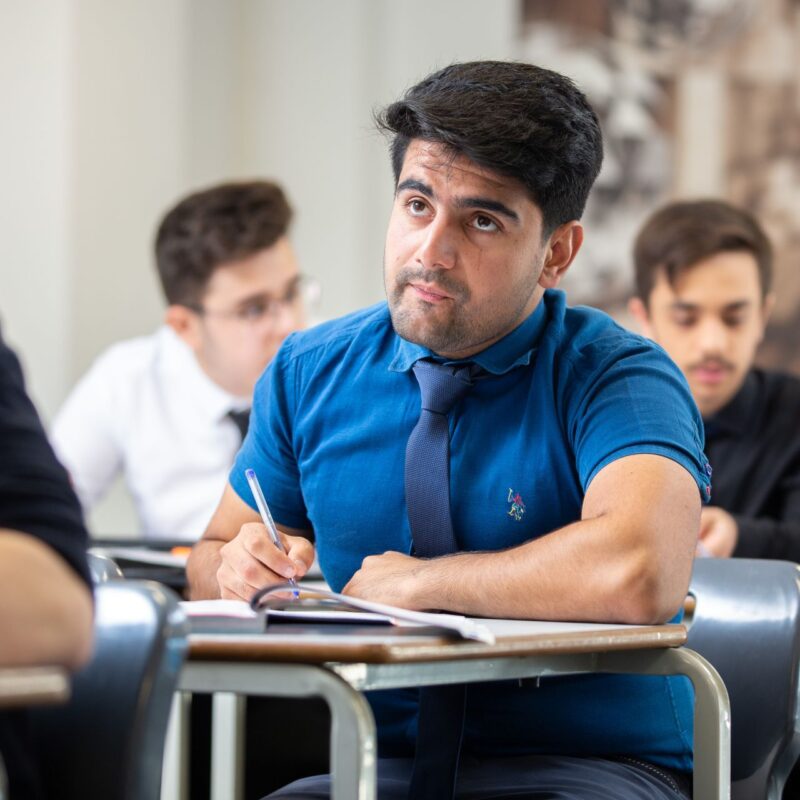 Post-16 student paying attention in class
