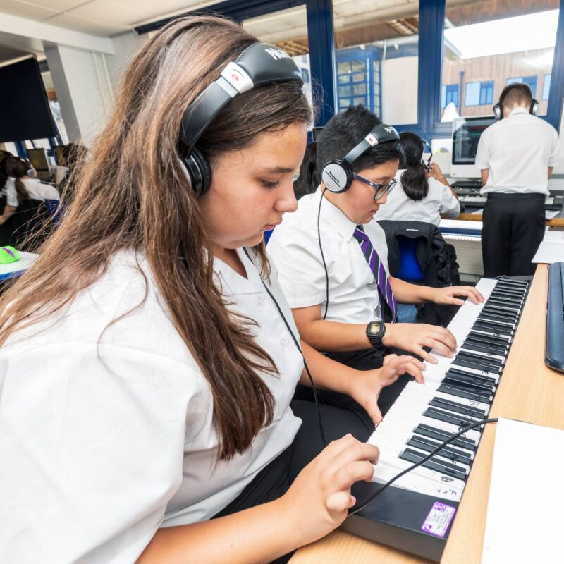 students on keyboards