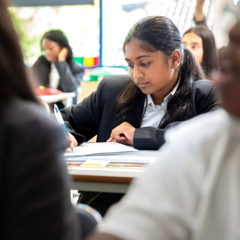 student writing