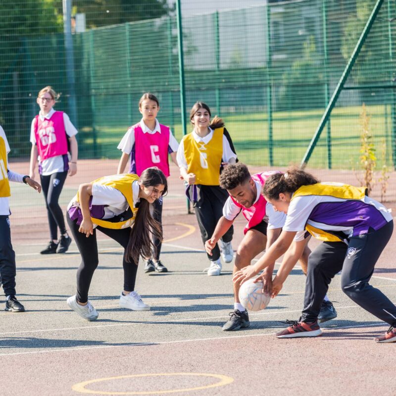 students playing netball